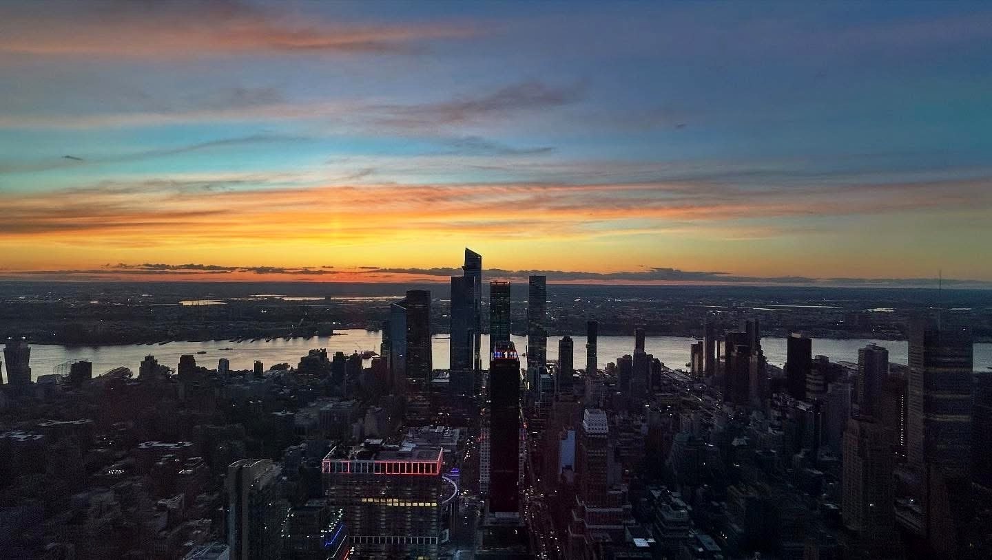 New York al tramonto, vista dall’alto